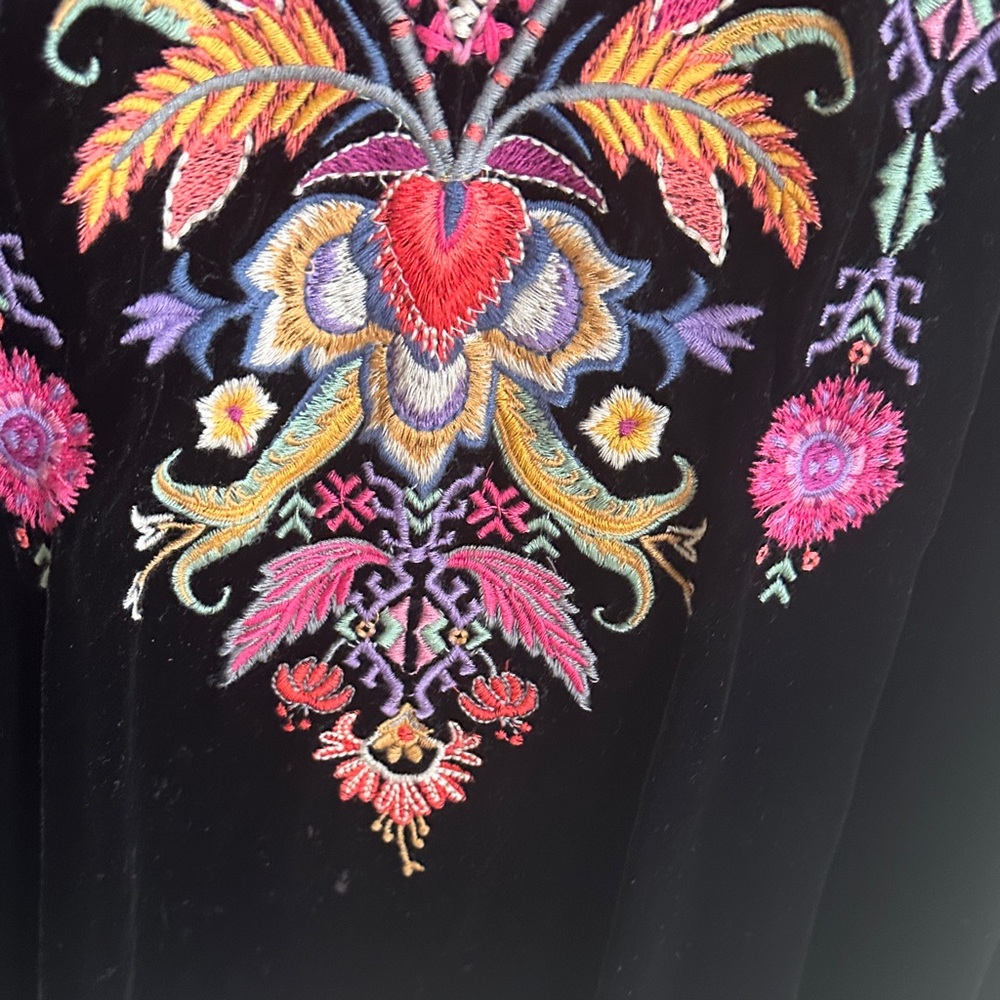 Johnny Was Black Top with Colorful Embroidery - Picture 13 of 17